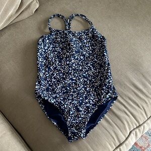 Athleta Kids Navy Blue Speckled One Piece Swimsuit